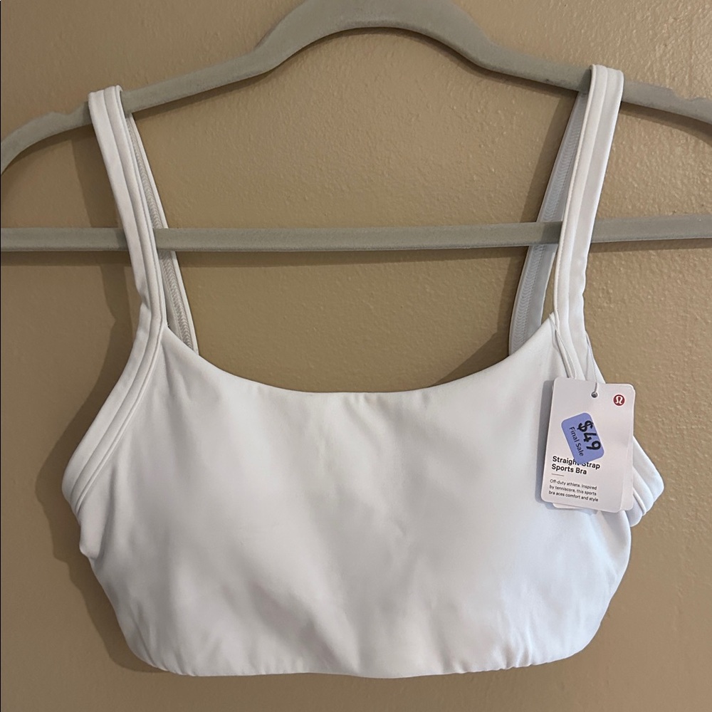 NWT Lululemon White Straight-Strap Sports Bra, light support B/C cup